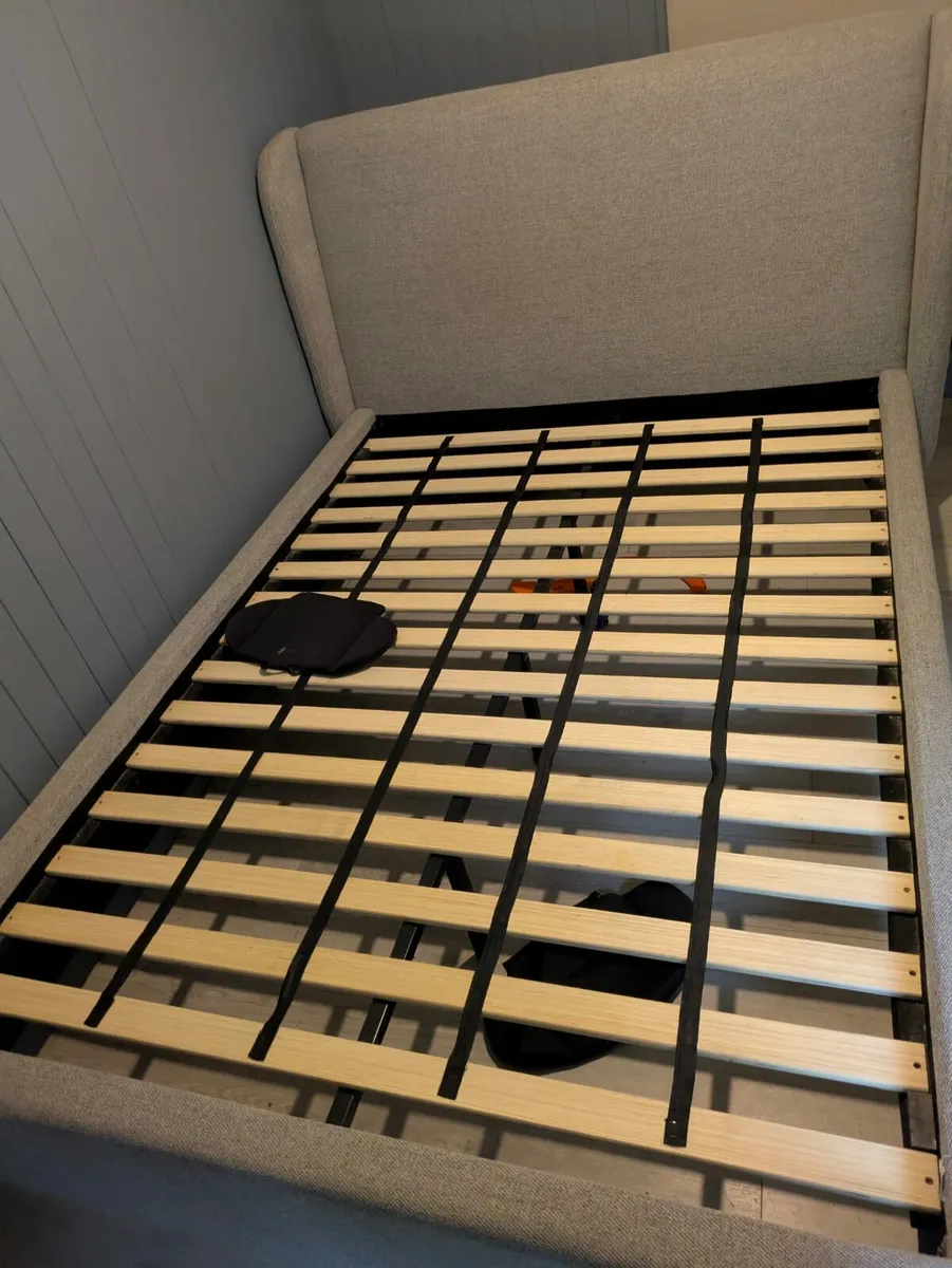 Grey material double bed - Image 1