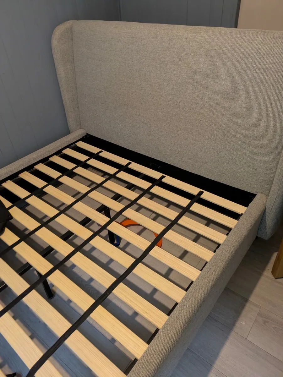 Grey material double bed - Image 2