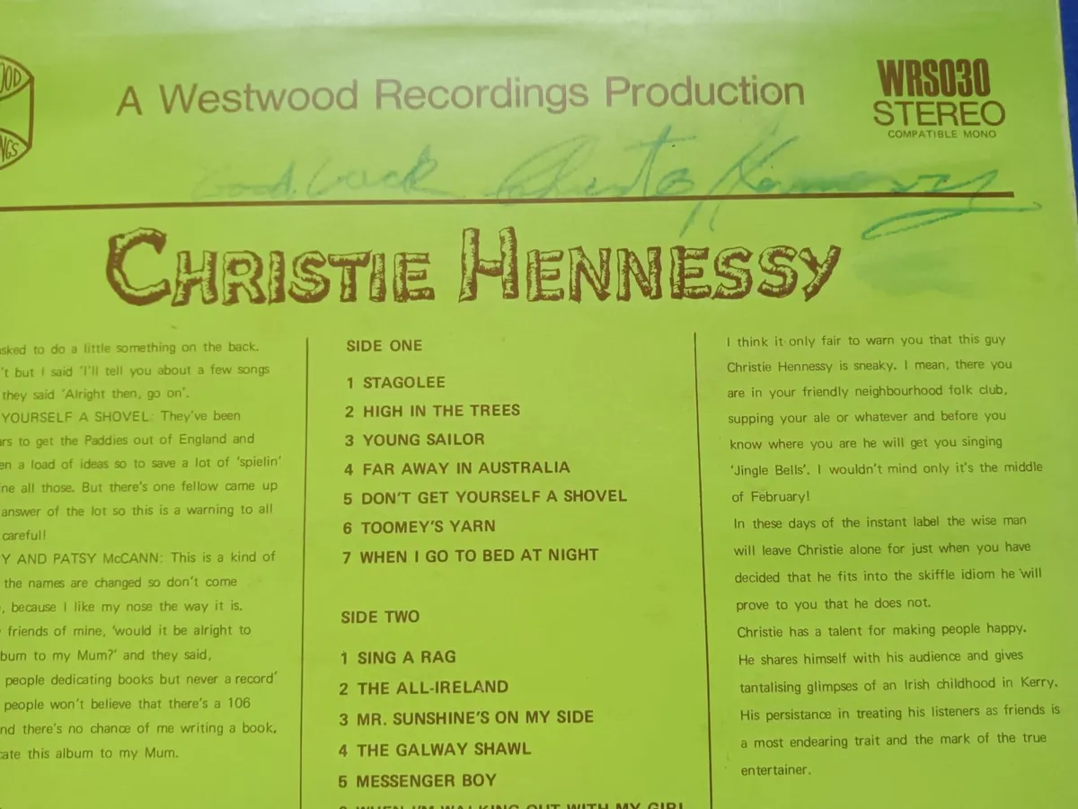 Rare Christie Hennessy LP - Image 3