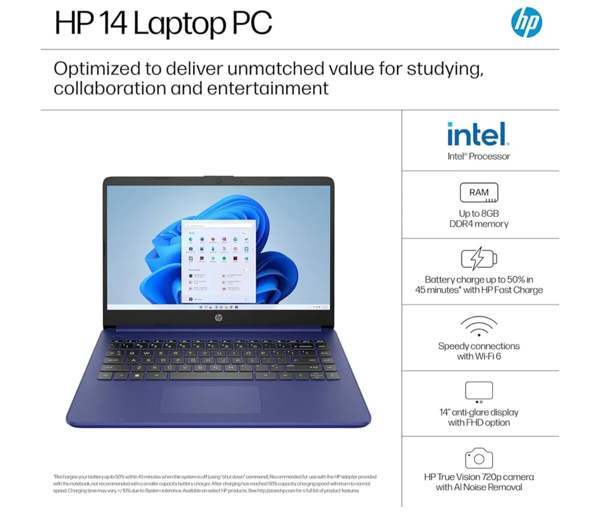 HP Laptop - 14" blue laptop 14s-fq0022na - Image 3