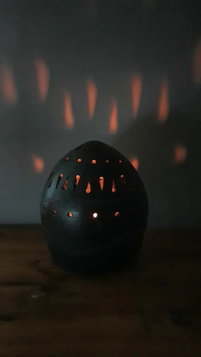 Handcrafted Clay Candle Lantern – 2 Piece - Image 1