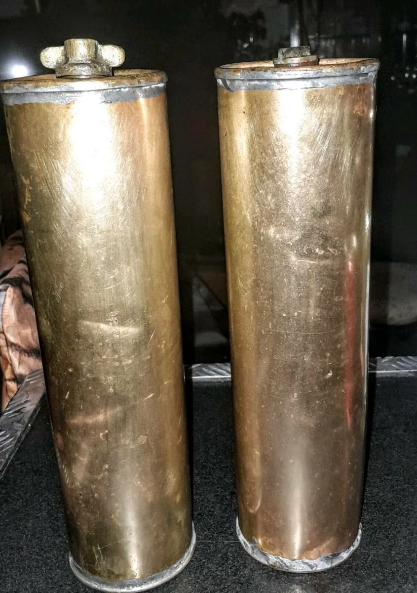 Pair of antique brass hot water bottle - Image 1