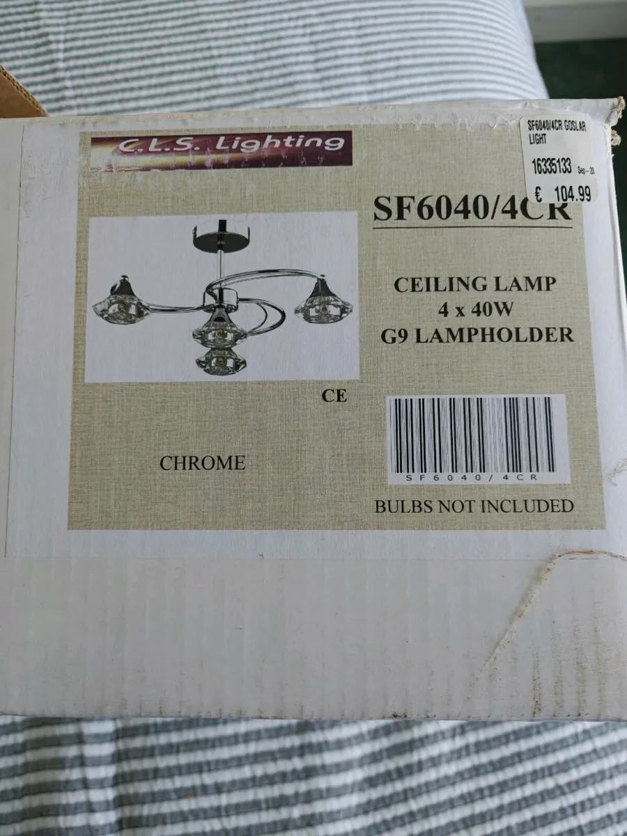 Brand new chrome 4-light ceiling lamp – boxed - Image 1