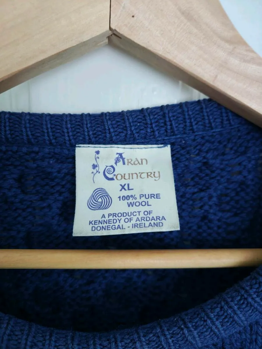 Aran wool jumper – XL – 100% merino wool - Image 2