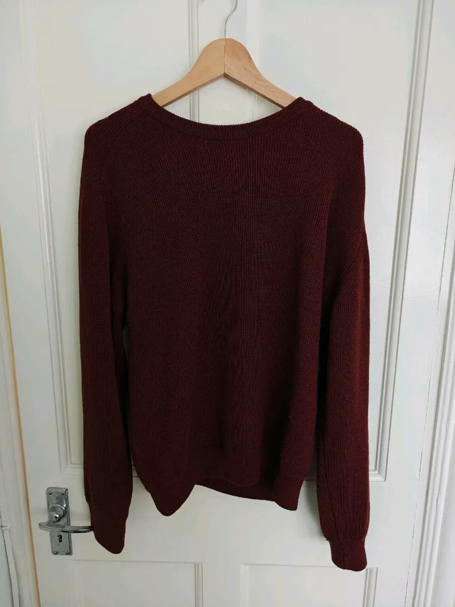 Clipper Pure New Wool Jumper Burgundy – Men’s L - Image 1