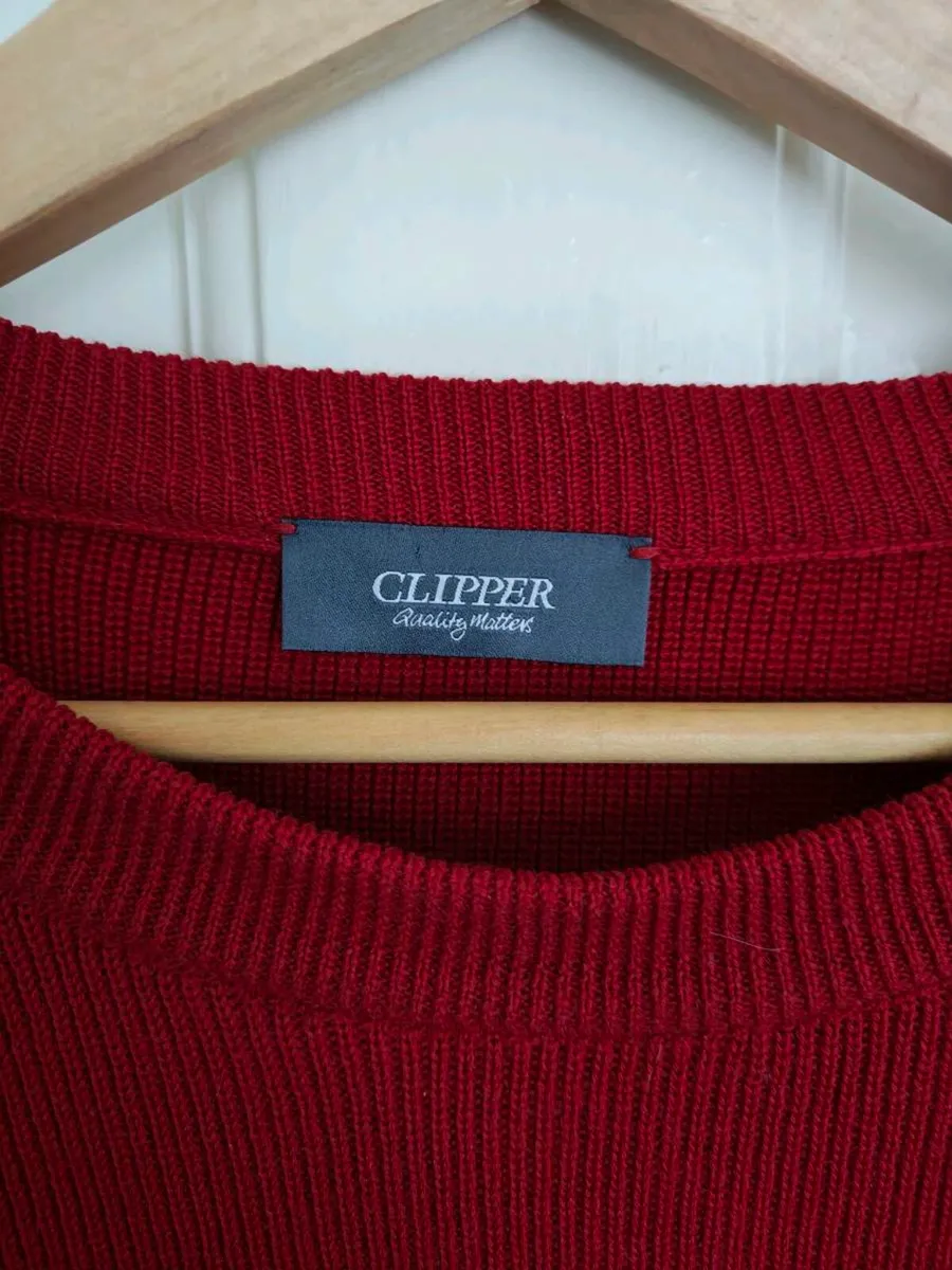 Clipper 100% Pure New Wool Red Jumper - Image 2