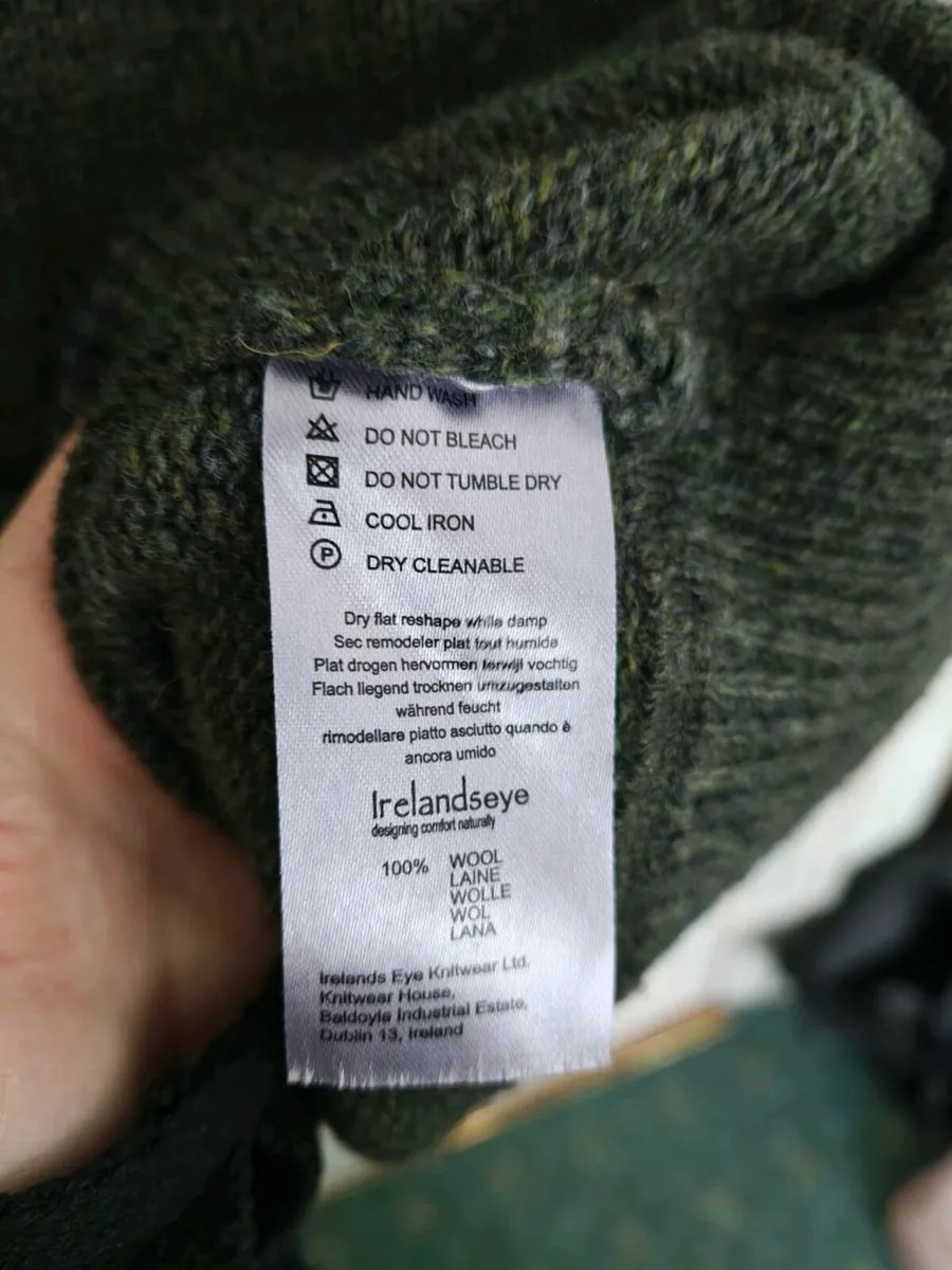 IrelandsEye 100% Wool Half-Zip Jumper Green L - Image 3