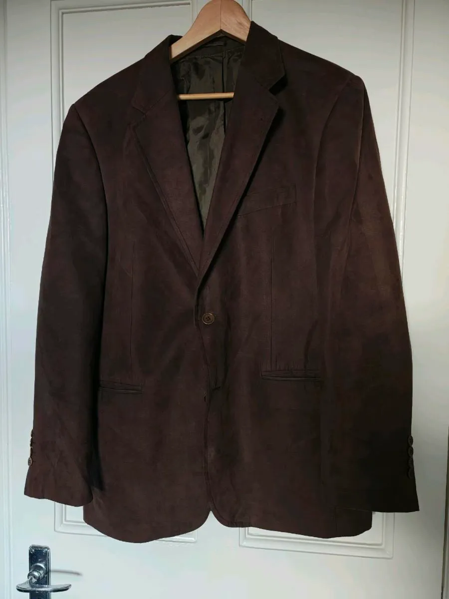 Brown Suede-Look Blazer Jacket – Size 52 (Large) - Image 1