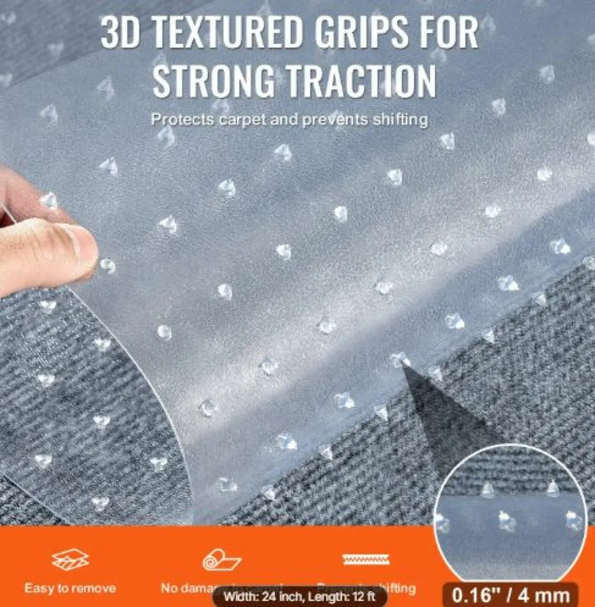 Carpet Protector for Pets, 24" x 12' PVC Scratch- - Image 2