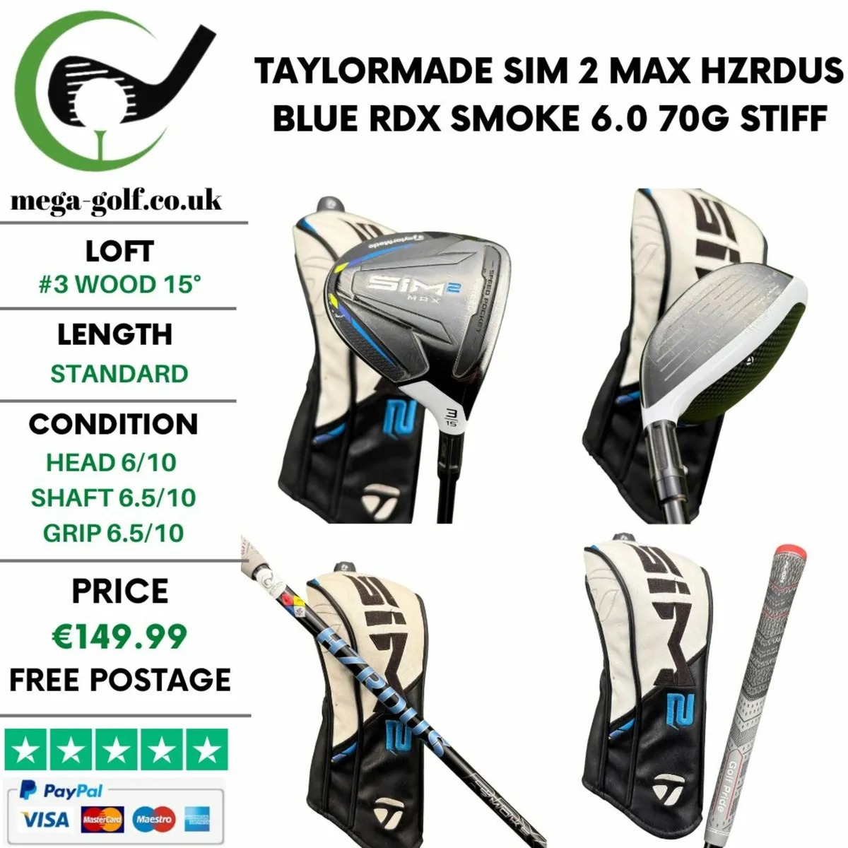 Taylormade Sim 2 Max #3 Wood 15° / Stiff - Image 1