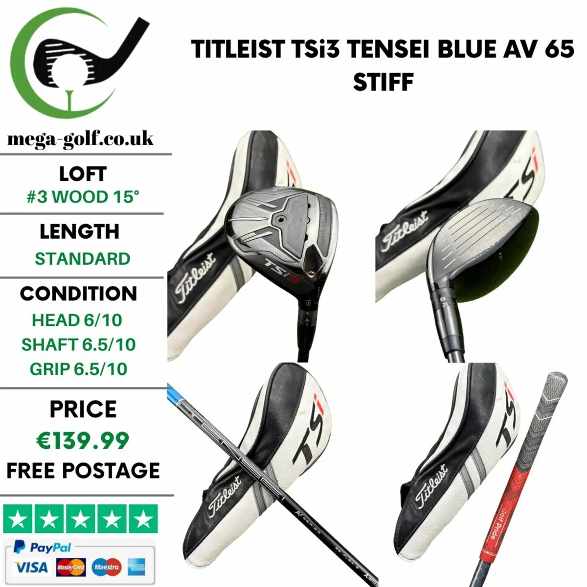 Titleist TSi3 #3 Wood 15° /Tensei Blue Av 65 Stiff - Image 1