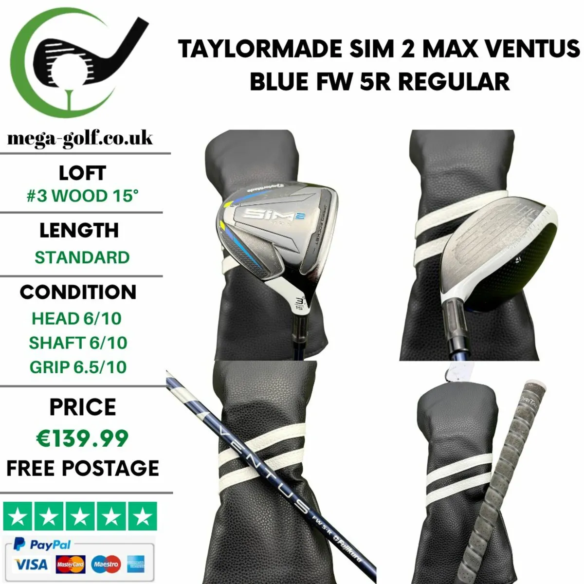 Taylormade Sim 2 Max #3 Wood 15° / Regular - Image 1