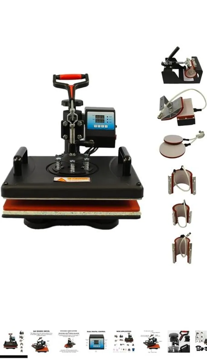 Heat press machine includes clothing & ceramic cups to start printing business. - Image 1