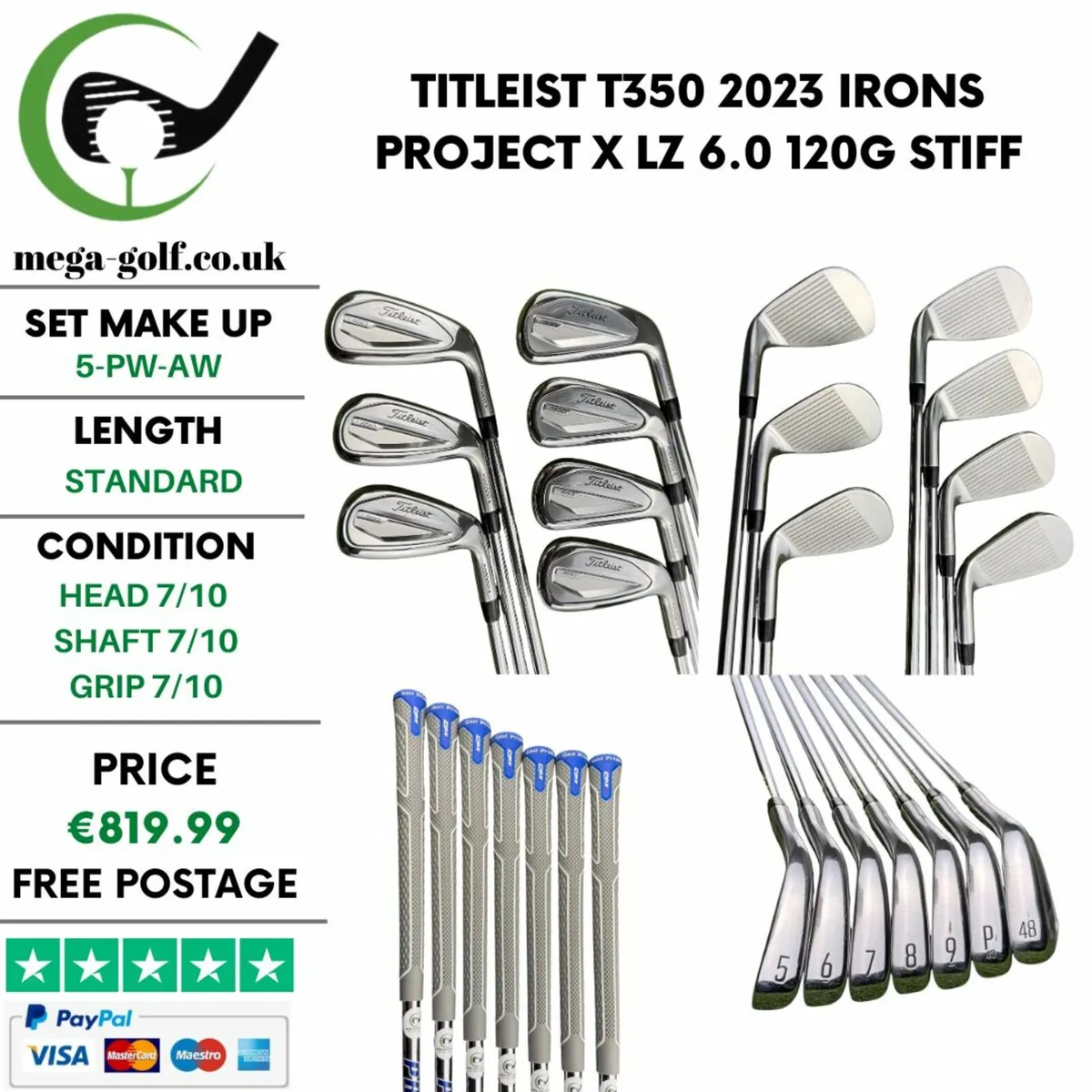 Titleist T350 2023 Irons / 5-Pw-Aw / Stiff - Image 1