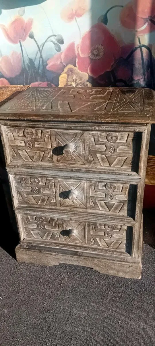 Rustic Carved Oriental Chest - Image 1