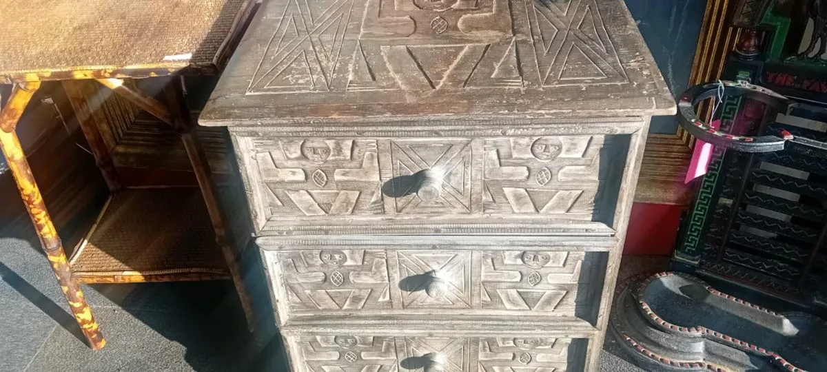 Rustic Carved Oriental Chest - Image 2