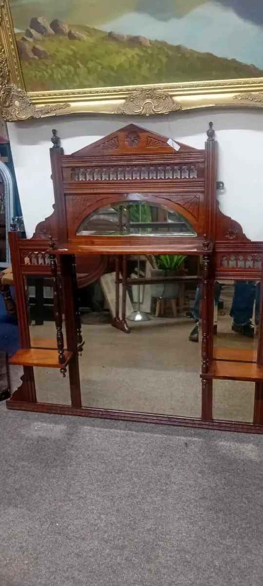 Victorian Mahogany Over Mantle Mirror