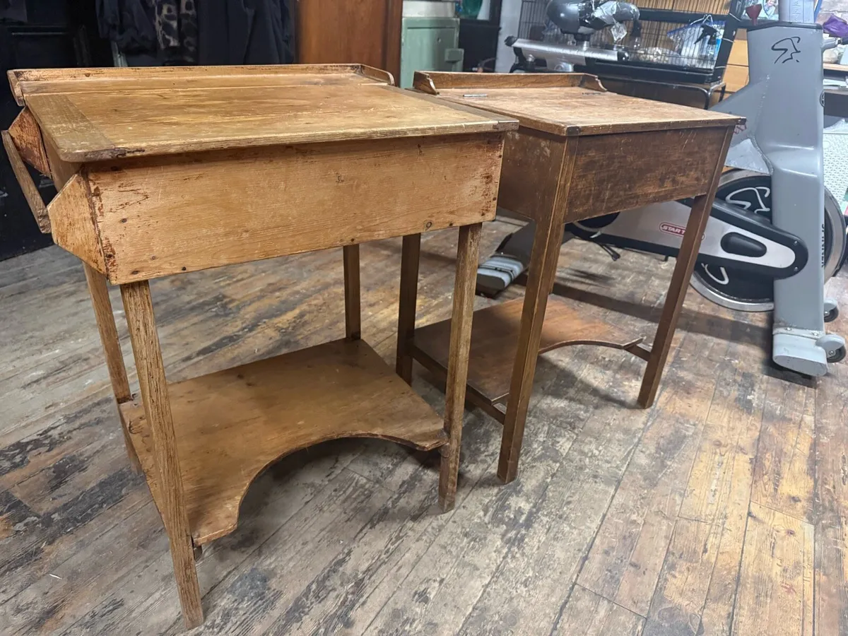 Pair old antique Paris Convent school desks. - Image 1