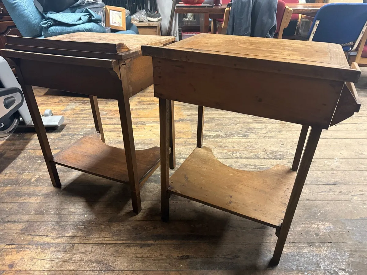 Pair old antique Paris Convent school desks. - Image 4