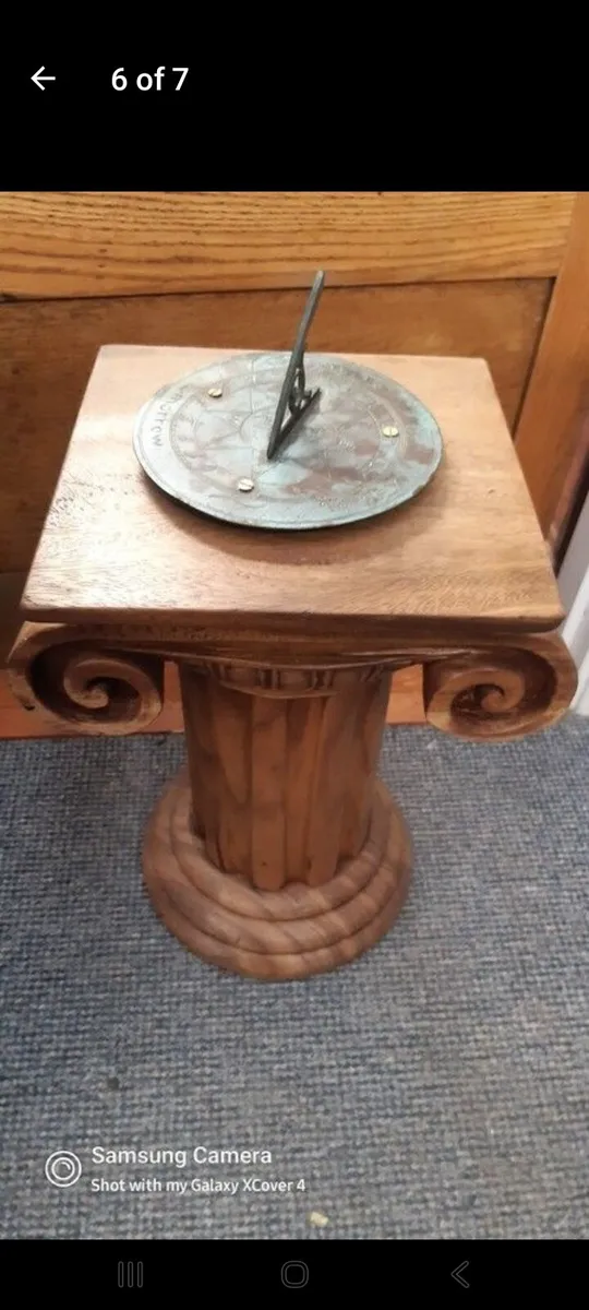 antique sundial on a carved solid teak base - Image 1