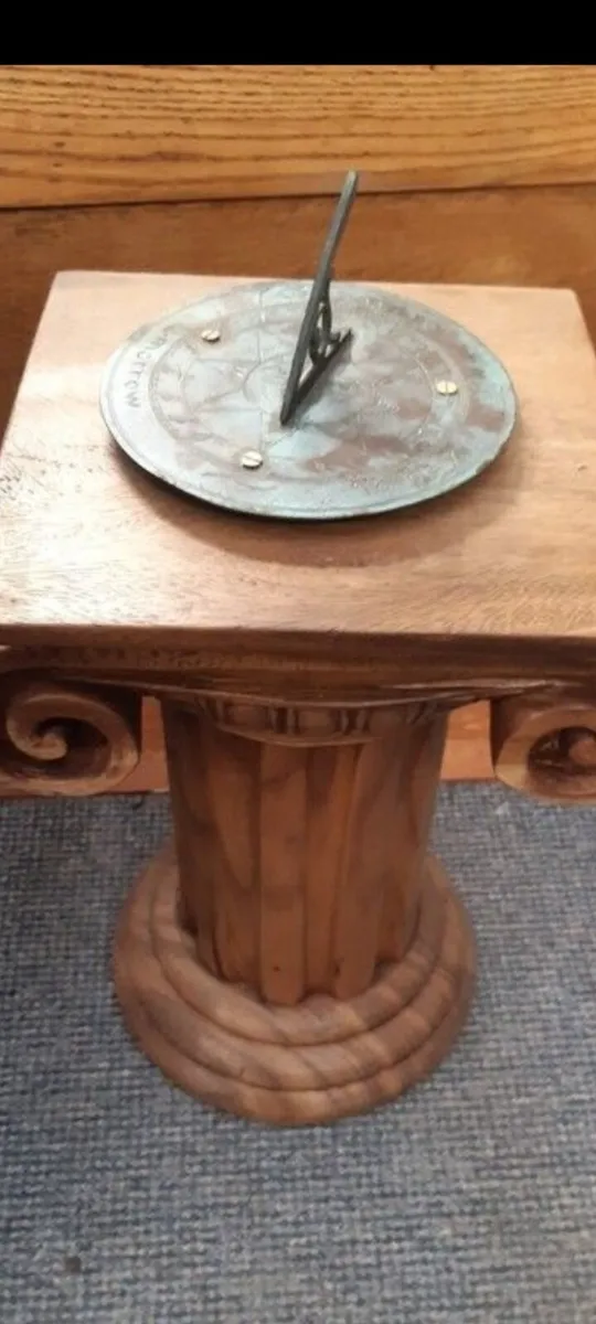 antique sundial on a carved solid teak base - Image 2