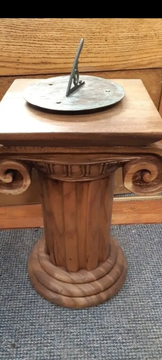 antique sundial on a carved solid teak base - Image 3