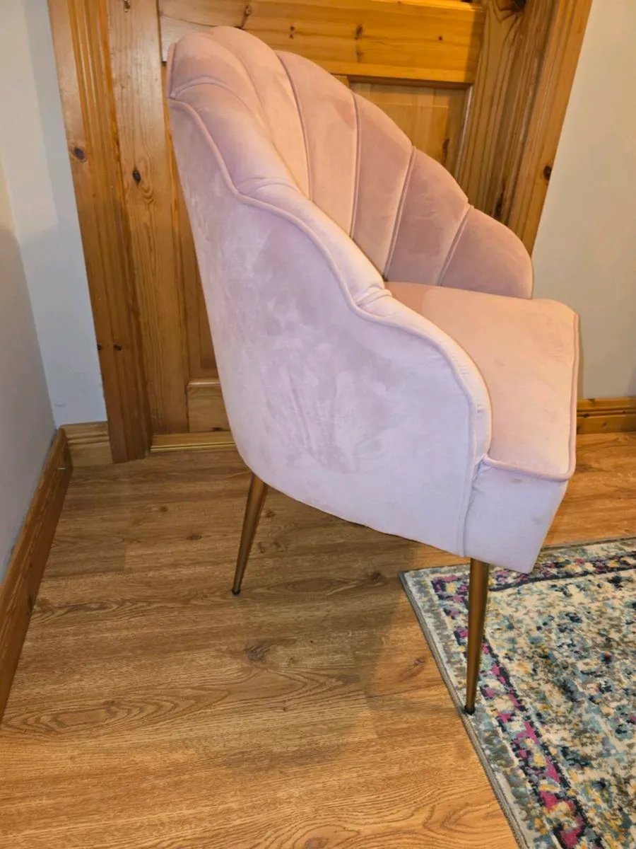 Blush pink velvet shell chair - Image 2