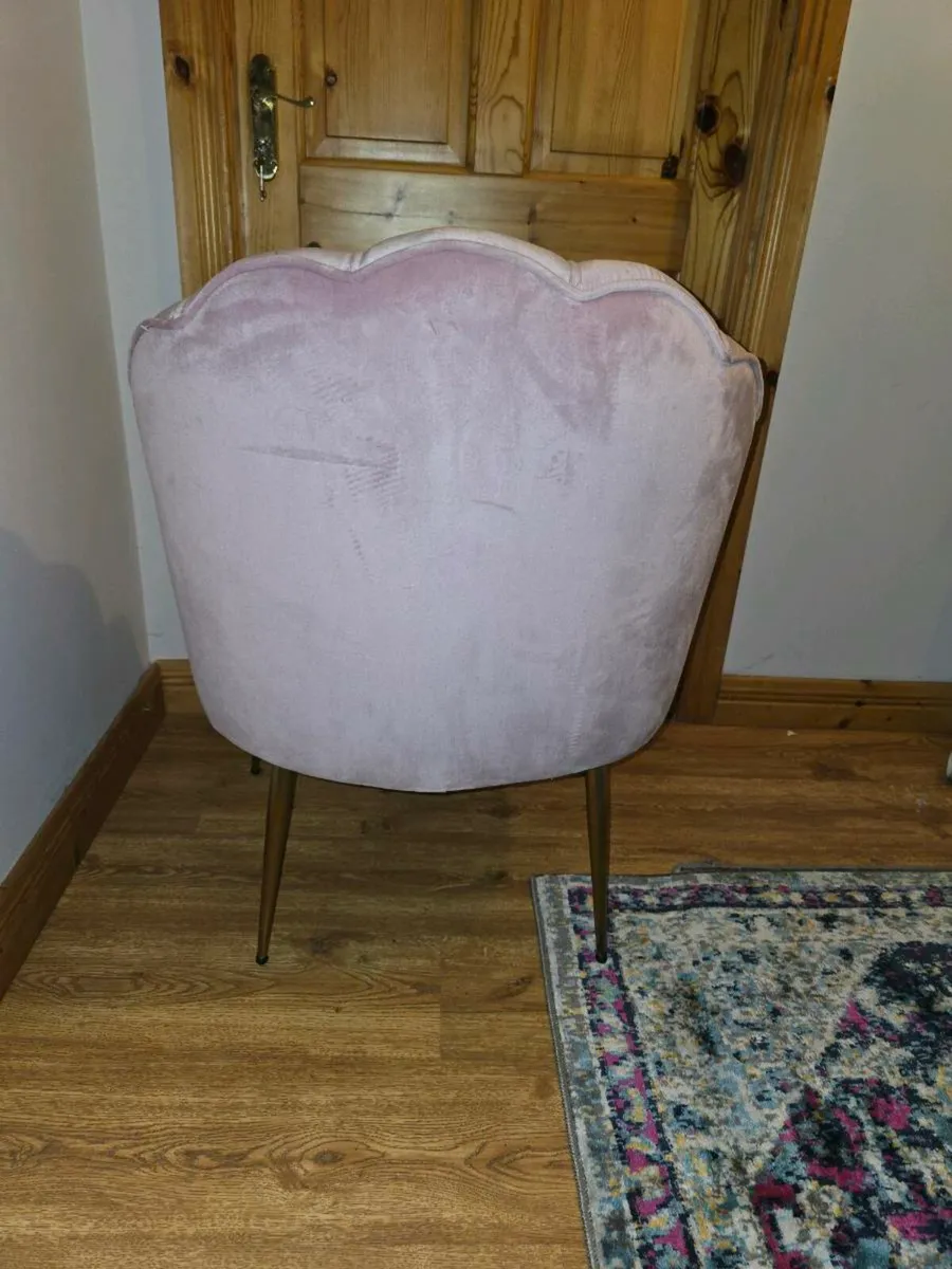 Blush pink velvet shell chair - Image 3