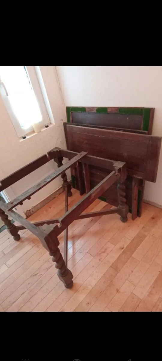 irish antique tiger oak drawleaf barley twist legs - Image 4