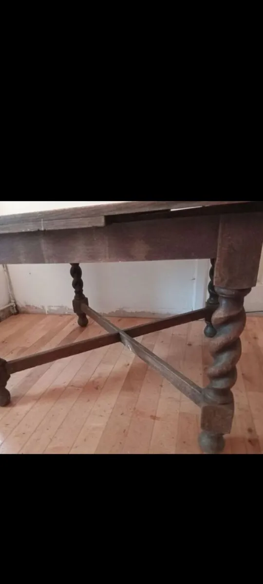 irish antique tiger oak drawleaf barley twist legs - Image 2