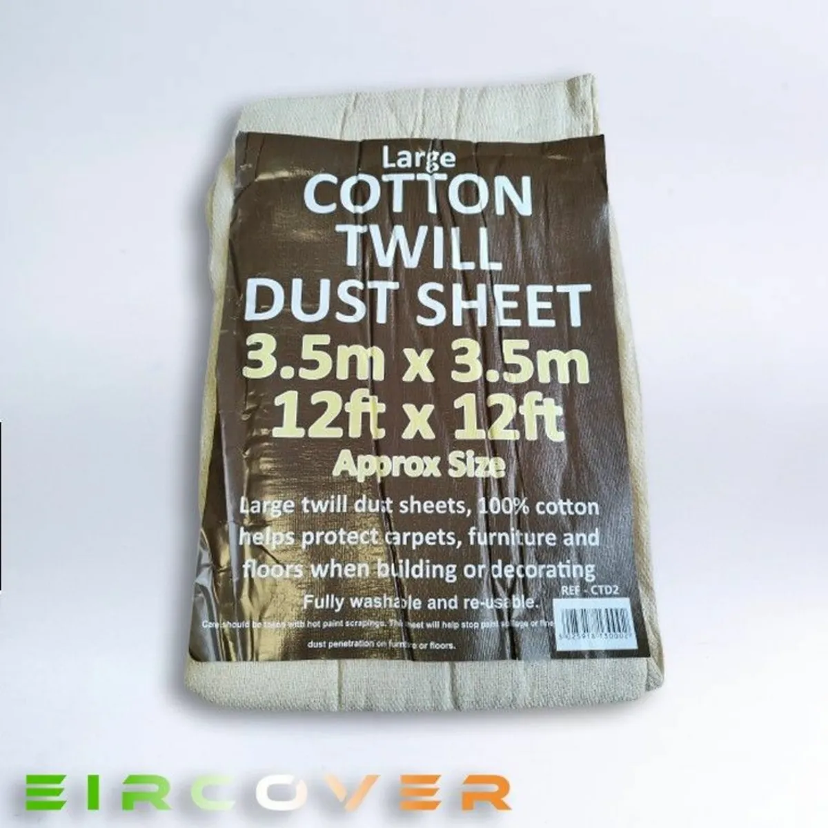 Cotton twill dust sheet 3.5m x 3.5m (12' x 12') - Image 2