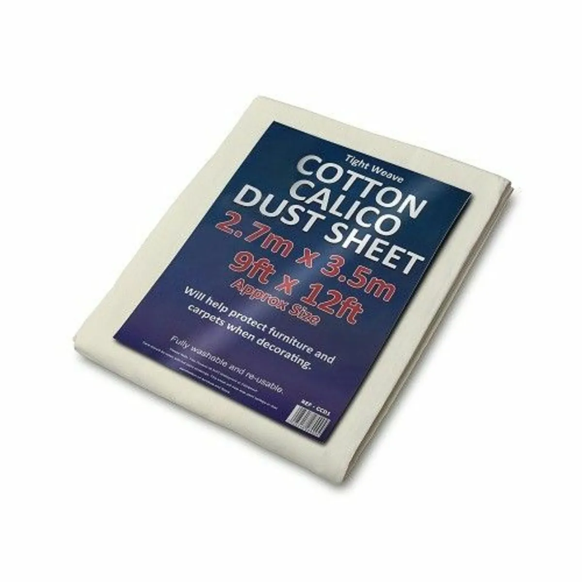 Cotton calico dustsheet  2.7m x 3.5m (9ft x 12ft) - Image 1
