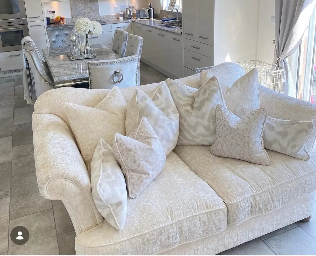 Cream Chenille Sofa - Image 2