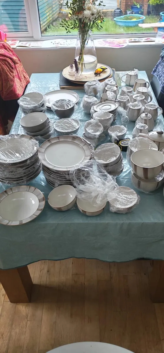 68 piece Denby set truffle on truffle stoneware - Image 1