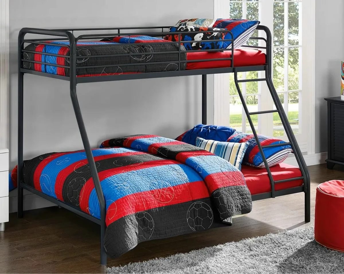 Metal Bunk Bed, Double and Single -Good Condition - Image 1