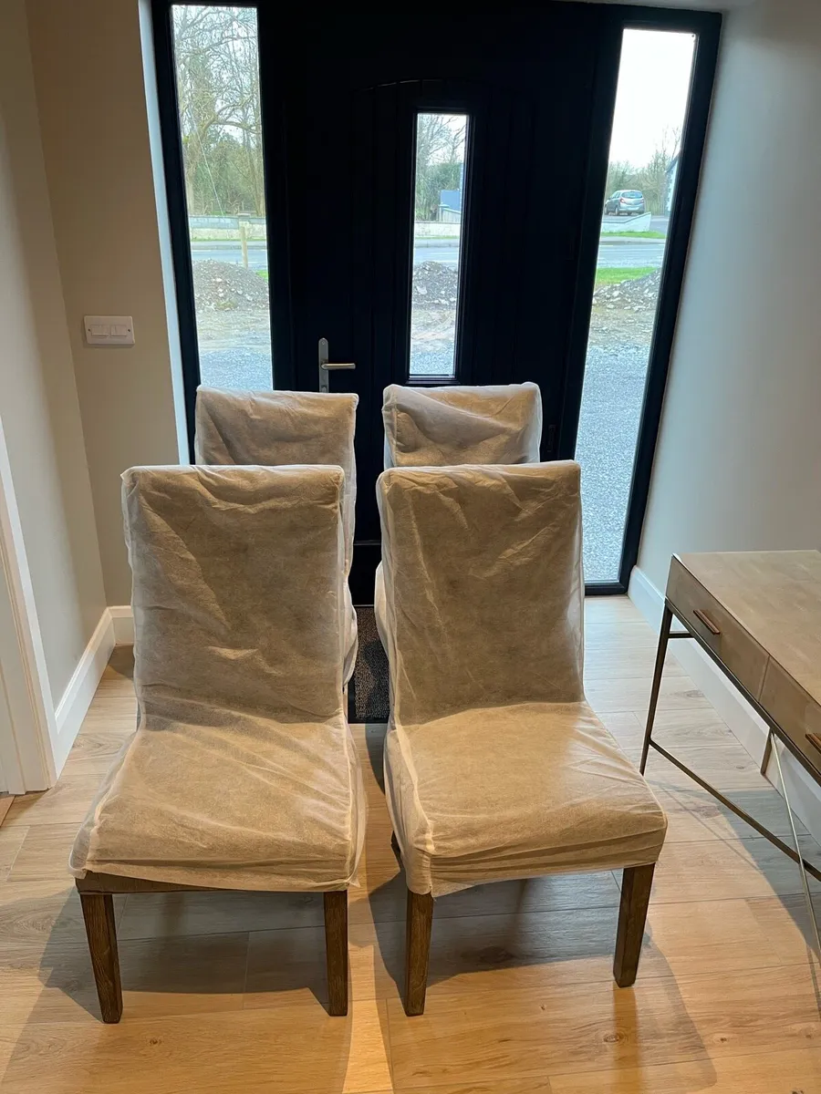 4 x grey fabric dining chairs - Image 2