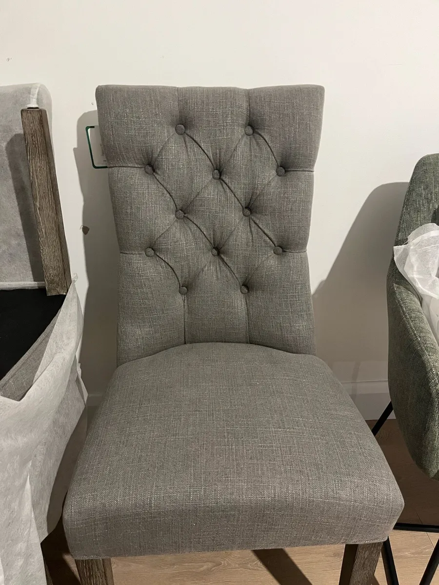 4 x grey fabric dining chairs - Image 3