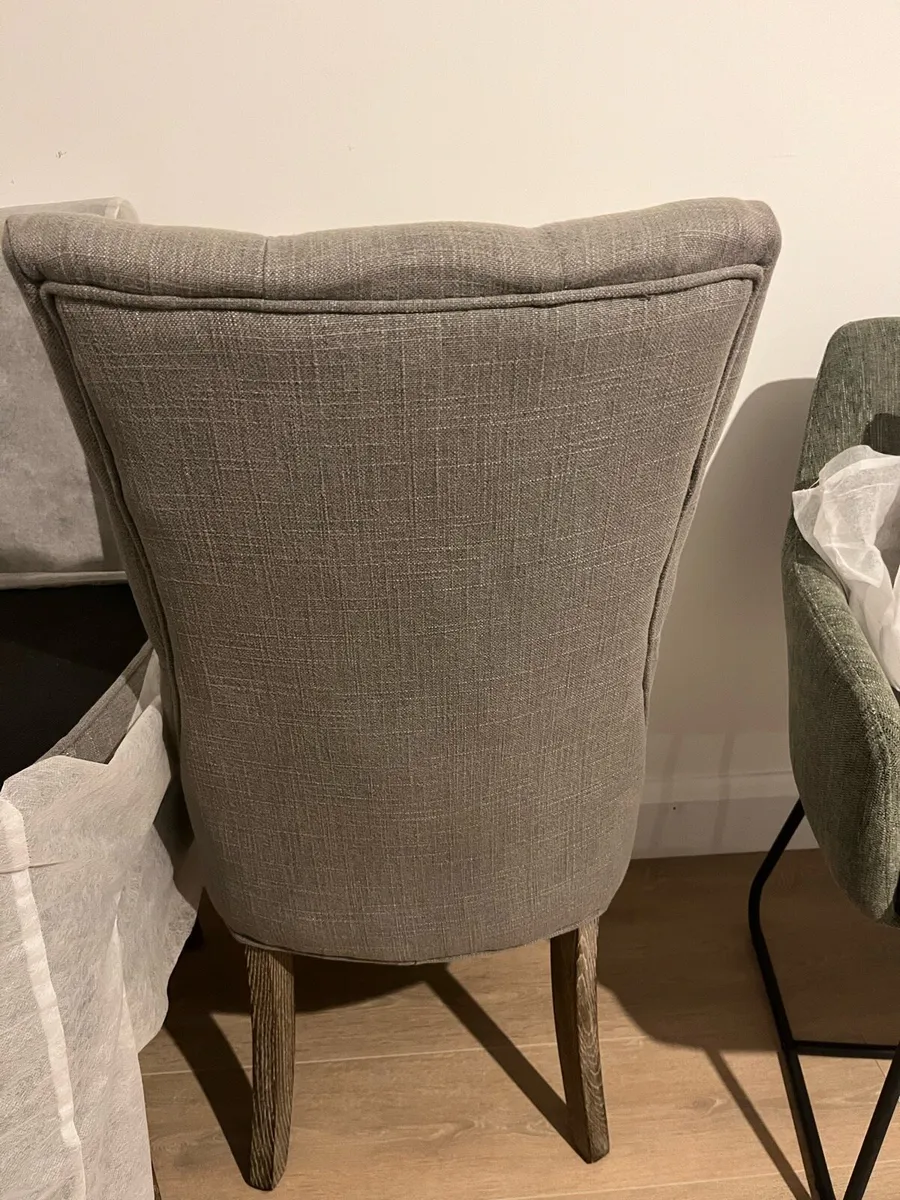 4 x grey fabric dining chairs - Image 4