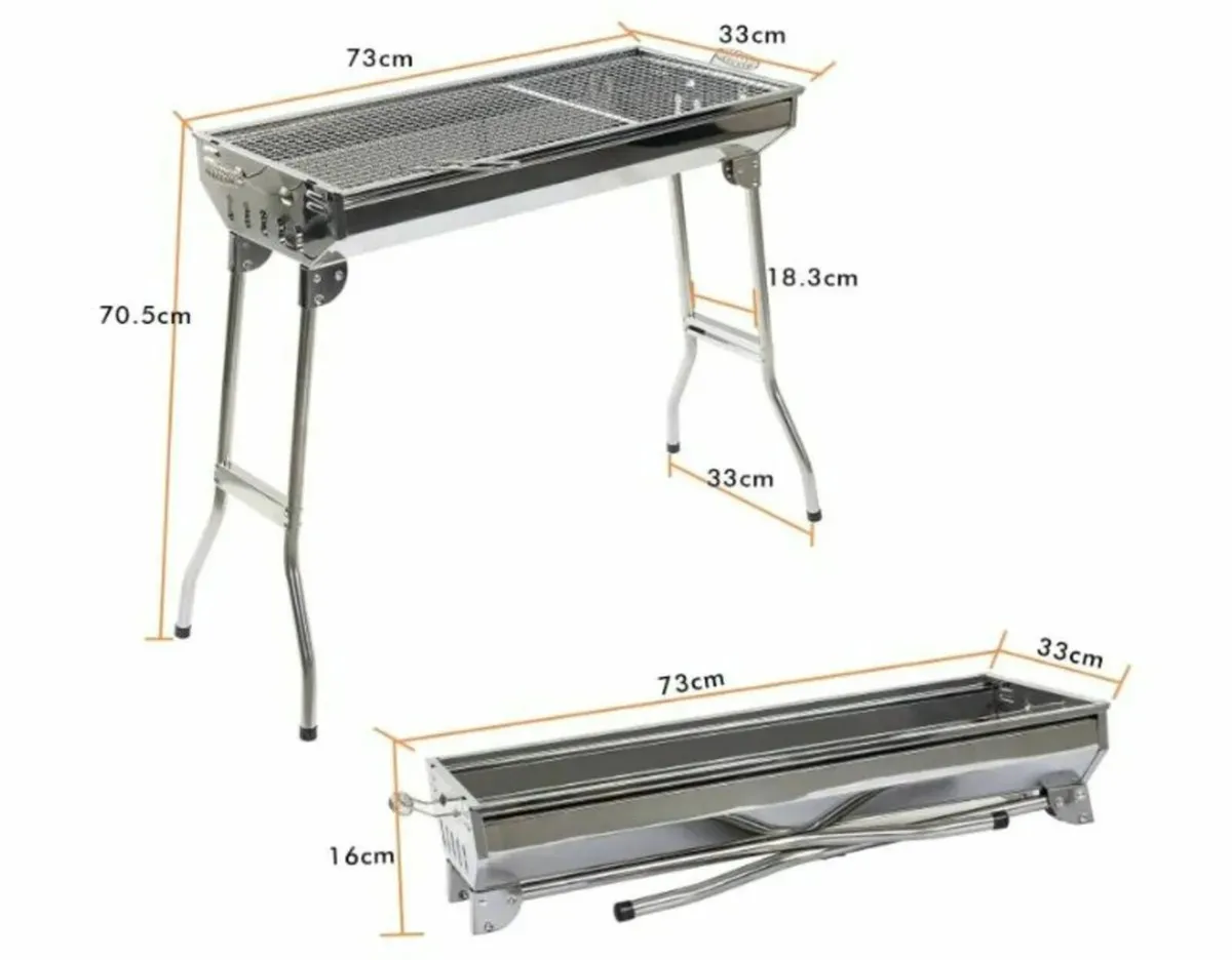 Camping Portable Foldable Stainless BBQ Grill - Image 1