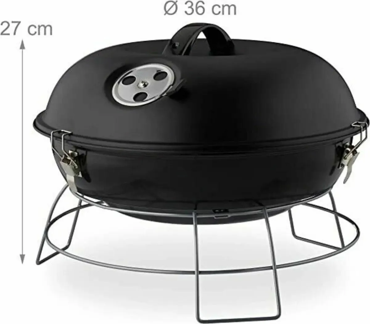 Kettle Style Portable BBQ Grill with Lid - Image 3