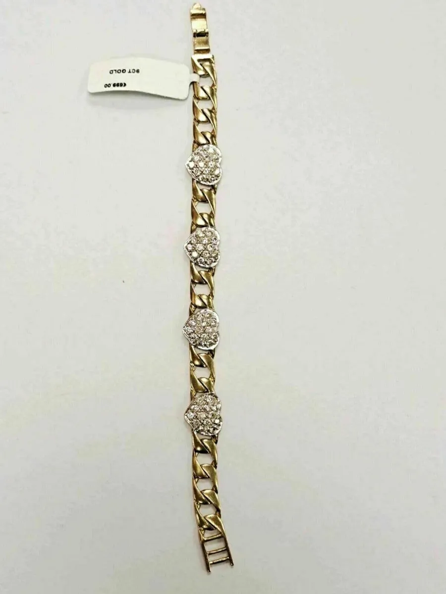 9K Gold Hearted Bracelet 9CT - Image 2
