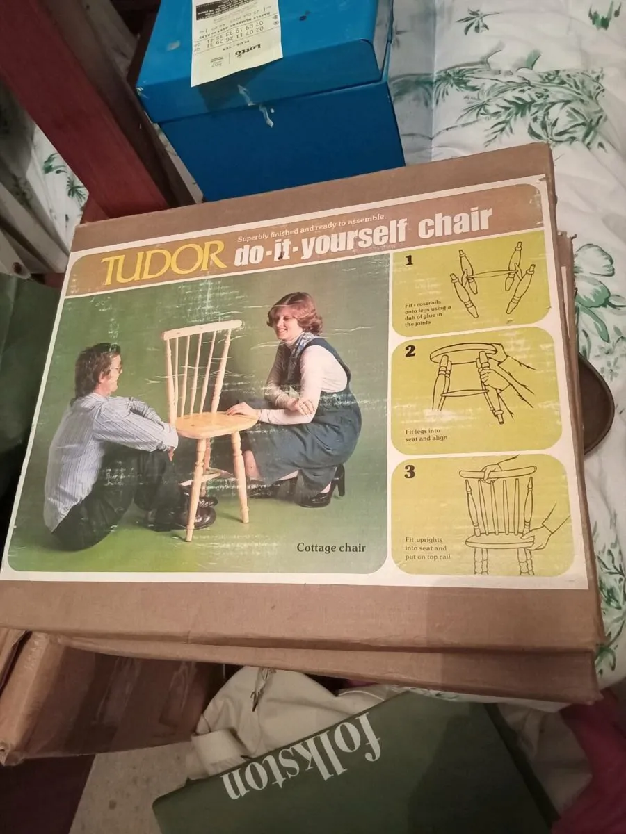 vintage tudor diy  cottage chairs unopened  x2 - Image 2