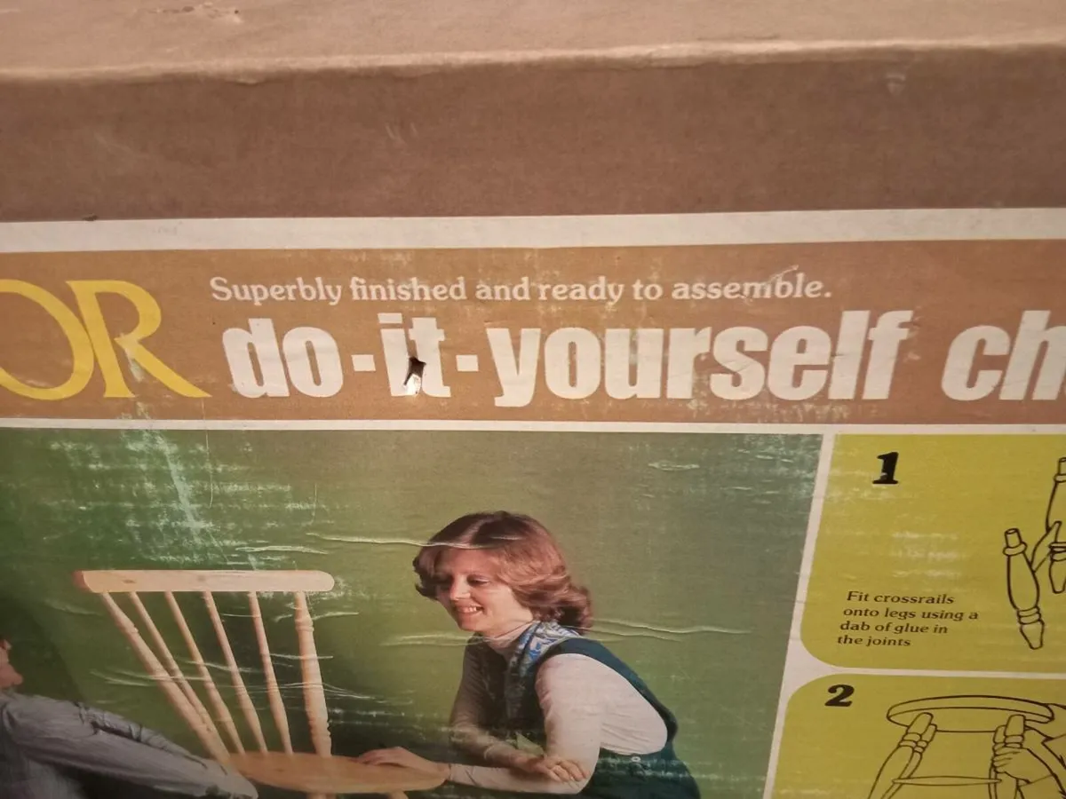 vintage tudor diy  cottage chairs unopened  x2 - Image 3