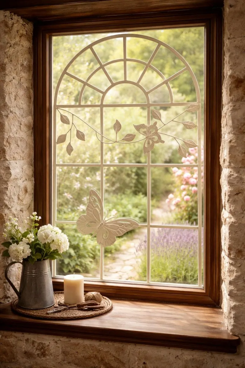 Nostalgia Stable Window Metal Frame with Butterfly - Image 3