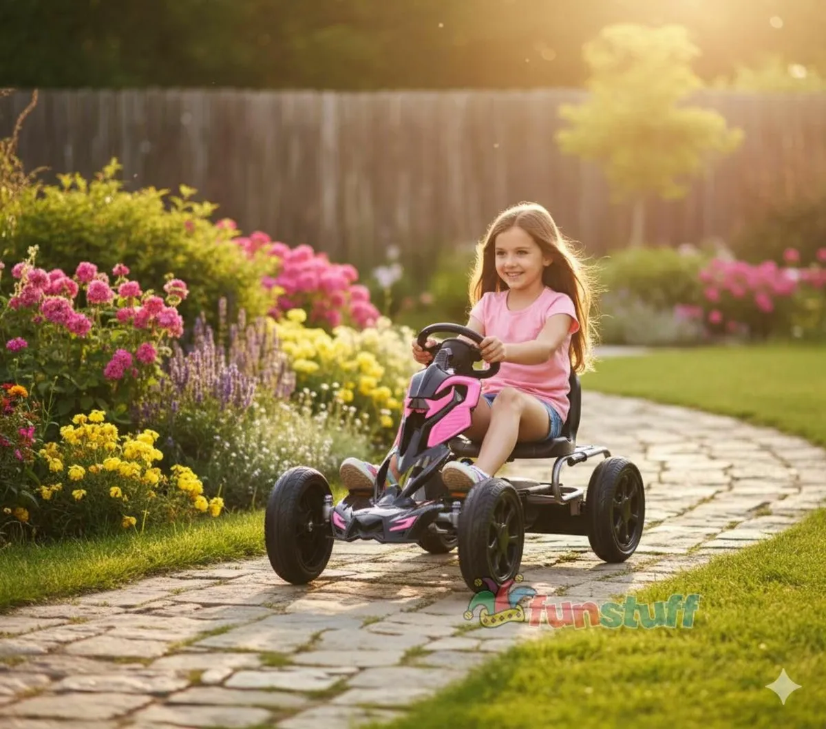 Thunder Eva Rubber Wheel Go Kart Pink