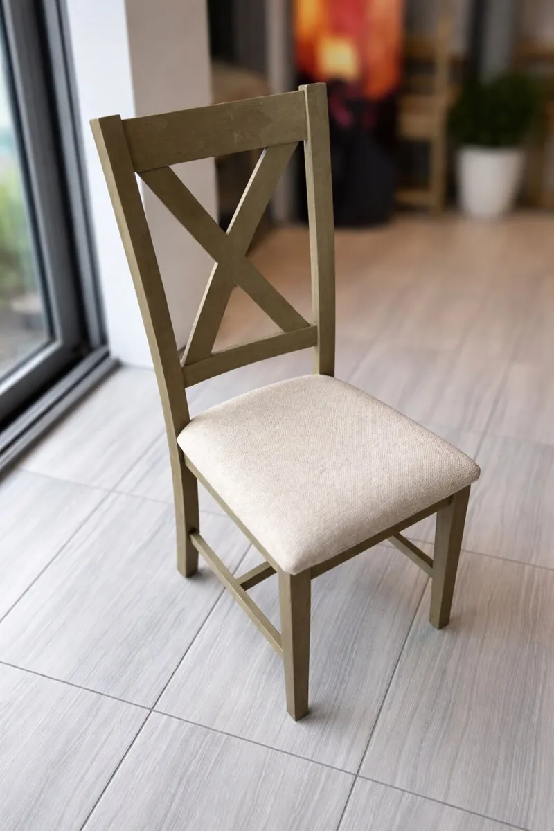 Solid Oak Dining Chairs – X-Back Style – €30 Each