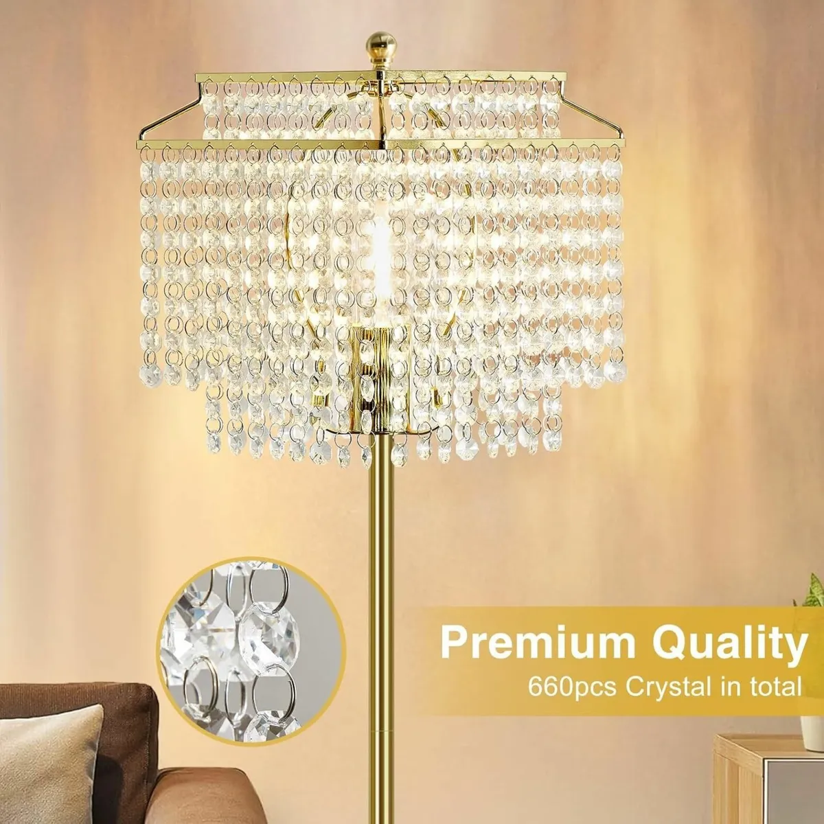 Crystal Floor lamp Modern Standing with On-Off - Image 3