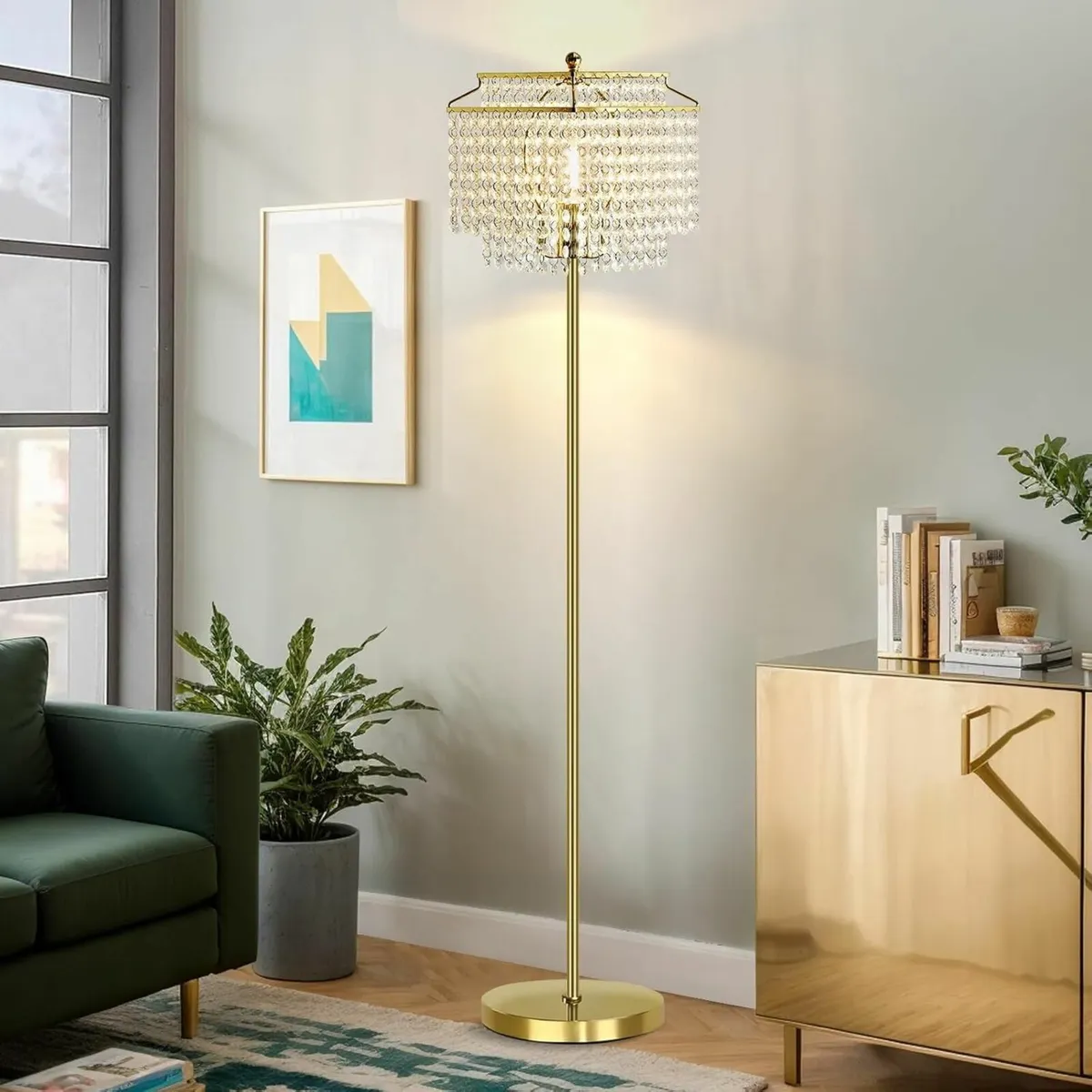 Crystal Floor lamp Modern Standing with On-Off - Image 1