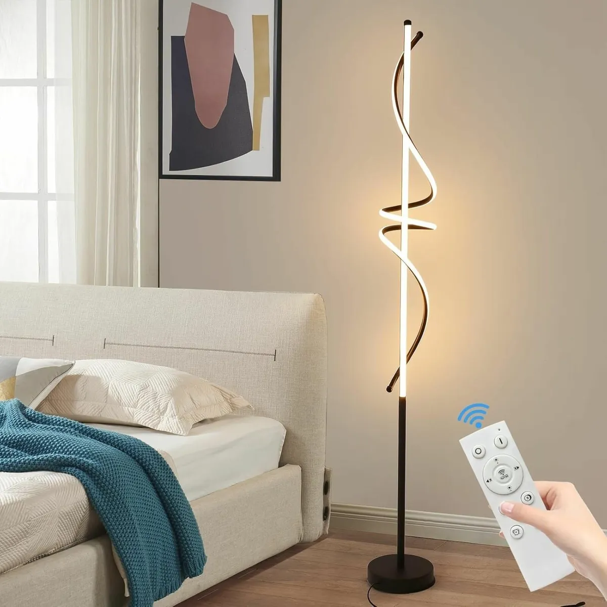 Modern Spiral Floor Lamp with Foot Switch 150cm - Image 1