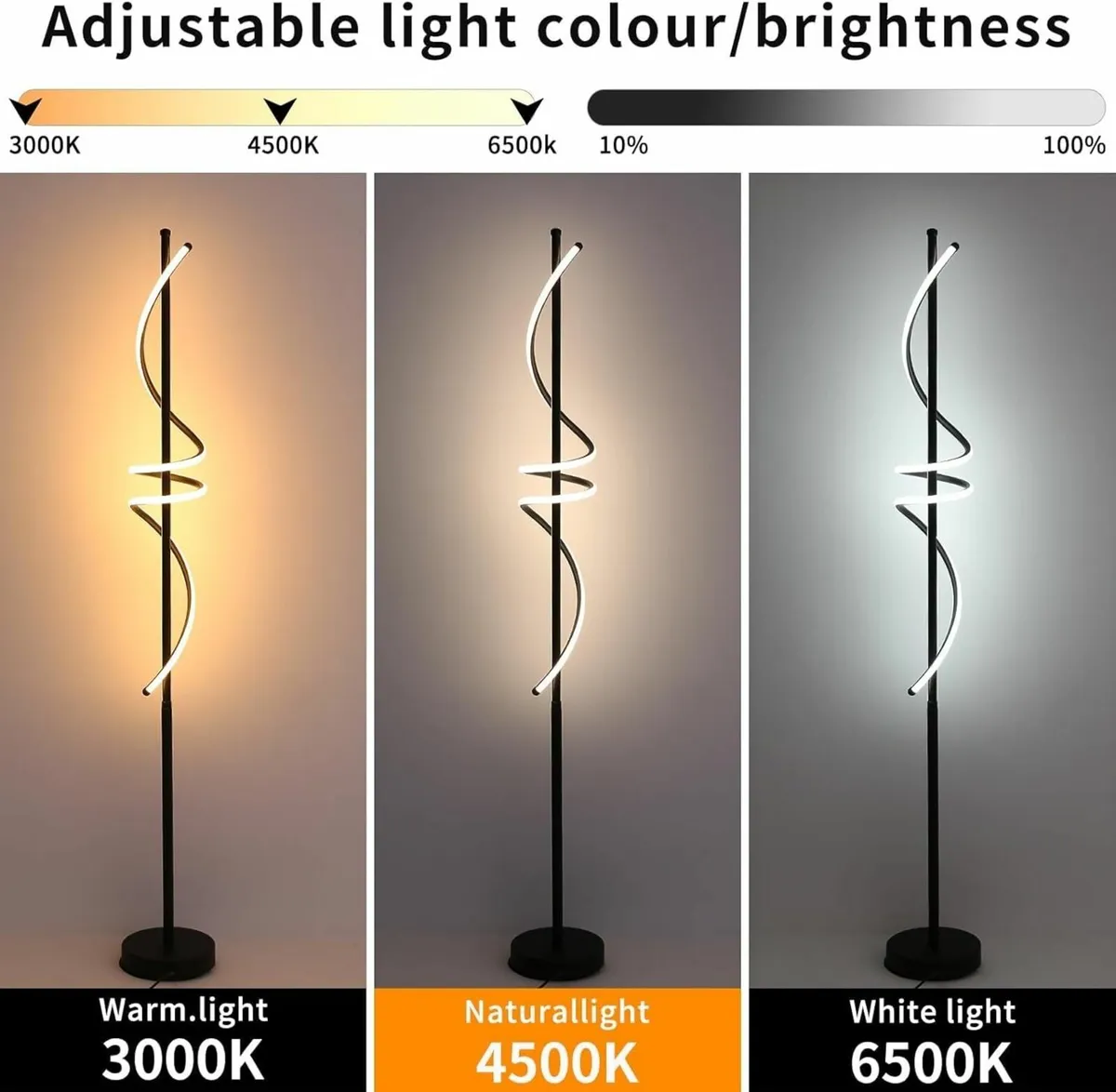 Modern Spiral Floor Lamp with Foot Switch 150cm - Image 3